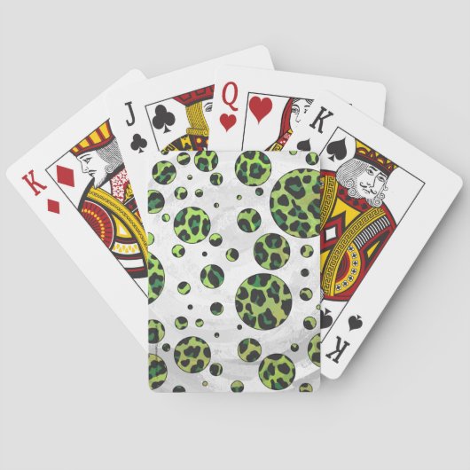 Jeu De Cartes Polka Dot Leopard noir et vert (dos)
