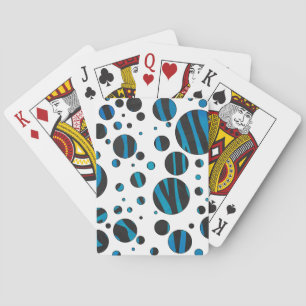 Jeu De Cartes Polka Dot Zebra Motif noir et bleu