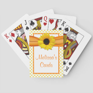 Jeu De Cartes Polka Jaune Orange Dot Tournesol Personnalisé