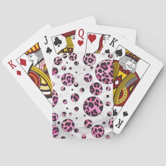 Jeu De Cartes Polka Leopard Pot noir et rose chaud (dos)