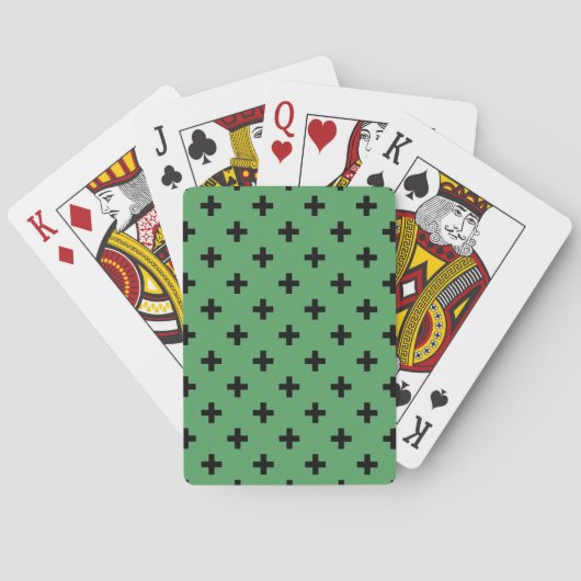 Jeu De Cartes Polka noire croise sur vert (dos)