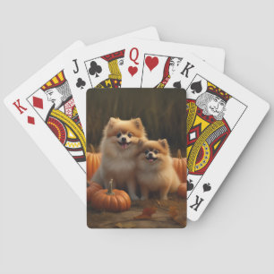 Jeu De Cartes Poméranien Chiot Automne Citrouille délice