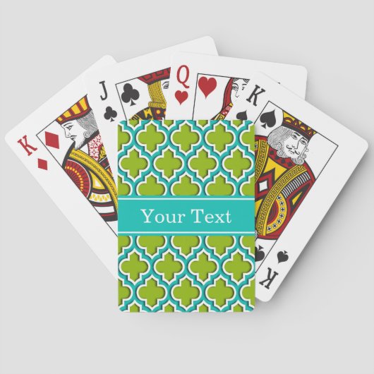 Jeu De Cartes Pomme Vert Turquoise Blanc Marocain #5DS Nom Mon (dos)