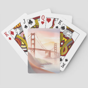 Jeu De Cartes Pont Golden Gate   Lever de soleil Belle aquarelle