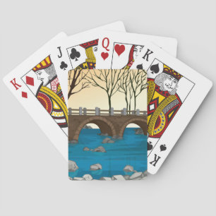 Jeu De Cartes Pont Rustique En Pierre Sur Rivière Paysage nature
