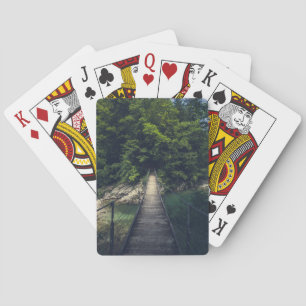 Jeu De Cartes Pont suspendu simple rivière Idrijca, Slovénie