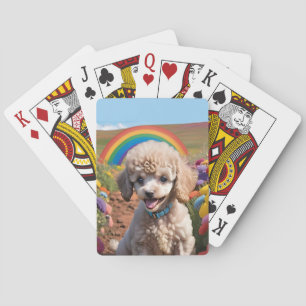 Jeu De Cartes Poodle mignon Fleur colorée et arc-en-ciel