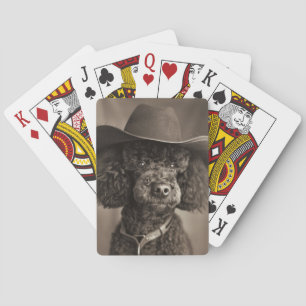 Jeu De Cartes Poodle noir habillé en costume d'Halloween Cowboy
