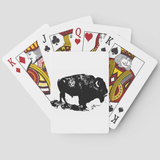 Jeu De Cartes Pop Art Black White Buffalo Bison Silhouette (dos)