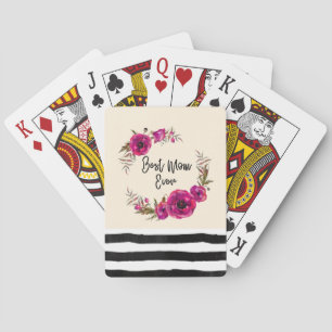 Jeu De Cartes Poppies florales rose Fuchsia Wreath Meilleure mam