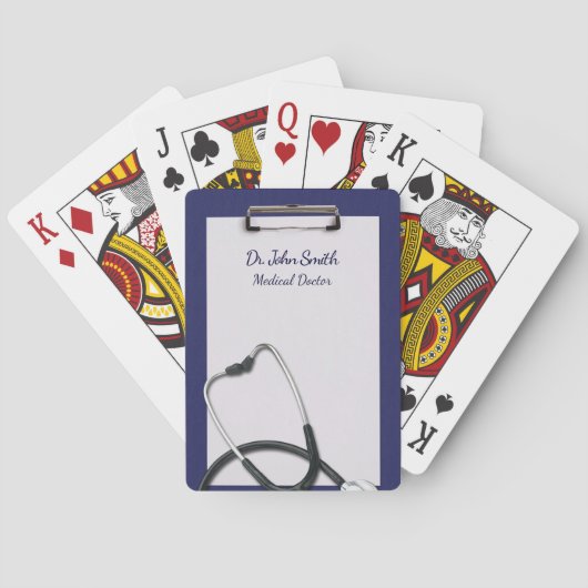 Jeu De Cartes Porte - bloc Médicale bleu avec Stethoscope (dos)