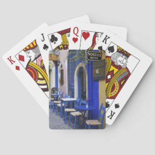 Jeu De Cartes Porte colorée bleue et revêtement d'un vieil hôtel