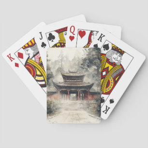Jeu De Cartes Porte de temple vermillon encre aquarelle (1)