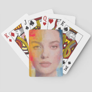 Jeu De Cartes Portrait Abstrait Vibrant à l'Impasto