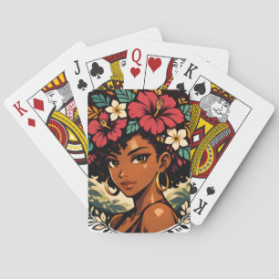 Jeu De Cartes Portrait d'anime de fille noire féroce