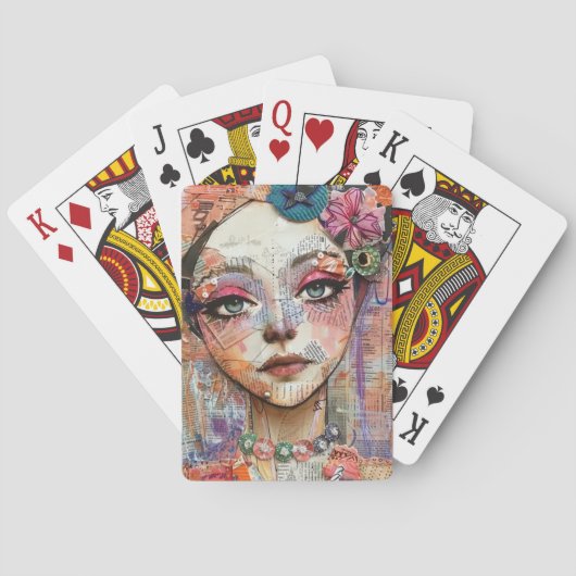 Jeu De Cartes Portrait d'art en collage multimédia (11) (dos)
