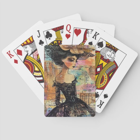 Jeu De Cartes Portrait d'art en collage multimédia (4) (dos)