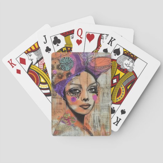 Jeu De Cartes Portrait d'art en collage multimédia (5) (dos)