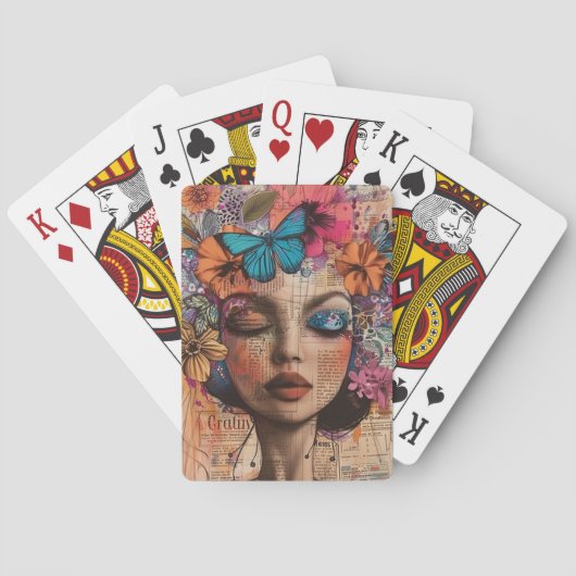 Jeu De Cartes Portrait d'art en collage multimédia (7) (dos)