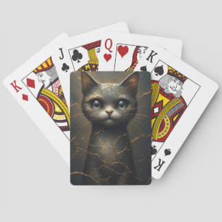 Jeu De Cartes Portrait de chat noir avec accents géométriques do