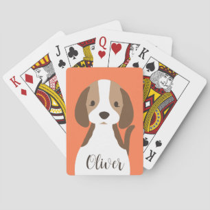 Jeu De Cartes Portrait de chien marron et blanc mignon