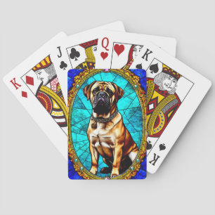 Jeu De Cartes Portrait de chien royal avec cadre doré luxueux