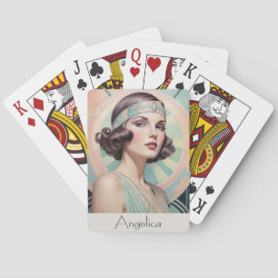 Jeu De Cartes Portrait de femme personnalisé inspiré de l'Art Dé