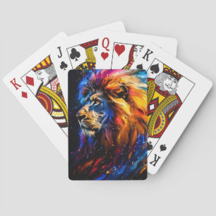 Jeu De Cartes Portrait de lion abstrait de faune cosmique