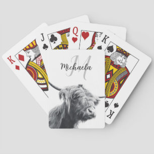 Jeu De Cartes Portrait de vache Highland premier monogramme noir