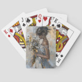 Jeu De Cartes Portrait d'une dame aux fleurs or et blanc (dos)