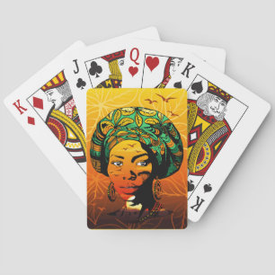 Jeu De Cartes Portrait féminin africain avec coucher de soleil