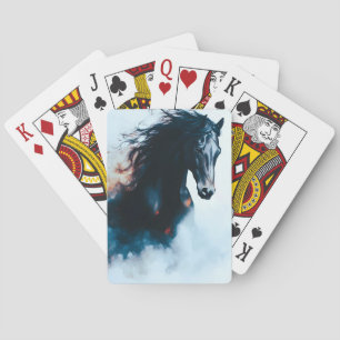 Jeu De Cartes Portrait minimaliste de cheval noir de course