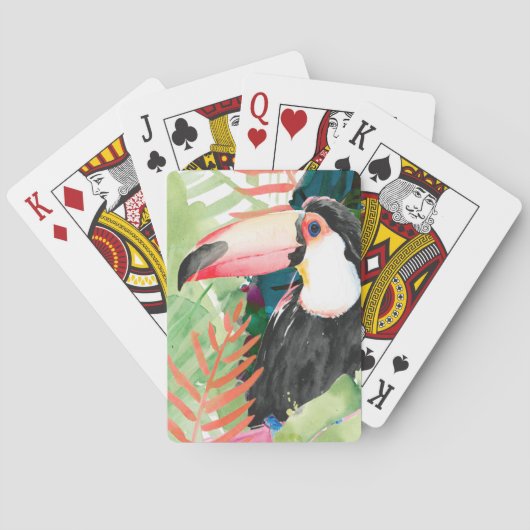 Jeu De Cartes Portrait toucan avec Feuilles tropicaux (dos)