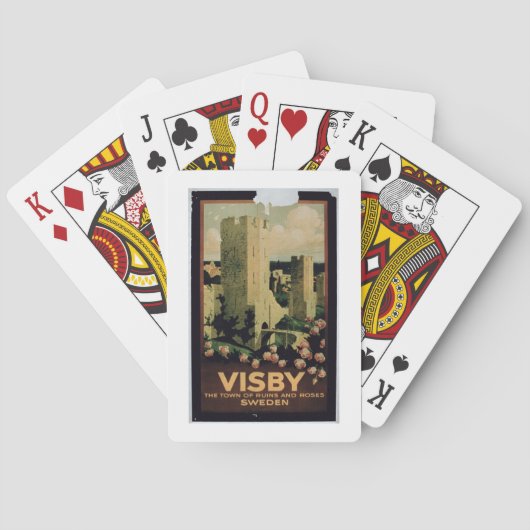 Jeu De Cartes Poster advertising the town of Visby (dos)