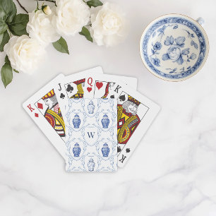 Jeu De Cartes Pot à gingembre bleu et blanc chinoiserie