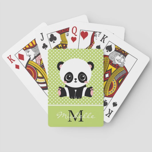 Jeu De Cartes Pot Polka personnalisé Monogram Cute Panda (dos)