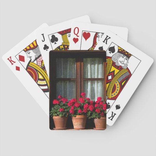Jeu De Cartes Pots de fleurs de fenêtres dans le village (dos)