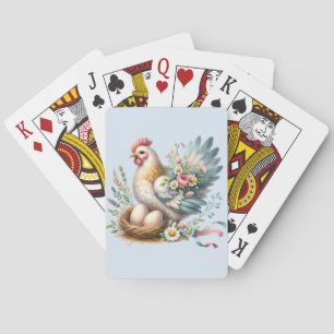Jeu De Cartes Poule florale avec charme vintage de ferme