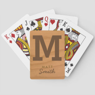 Jeu De Cartes pour lui un monogramme stylisé sur le faux bois