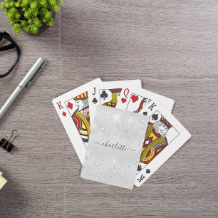 Jeu De Cartes Poussière de paillettes argentées monogramme scrip