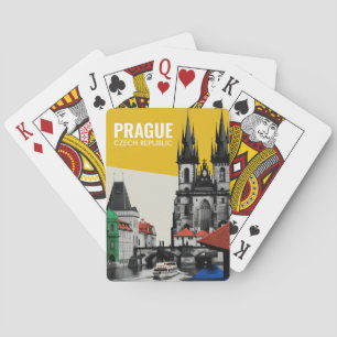 Jeu De Cartes Prague République tchèque Collage de la vue panora
