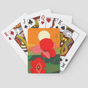 Jeu De Cartes pré au coucher du soleil
