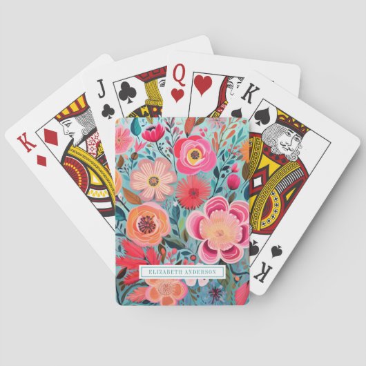 Jeu De Cartes Pretty Botanical Girly Floral Pattern (dos)
