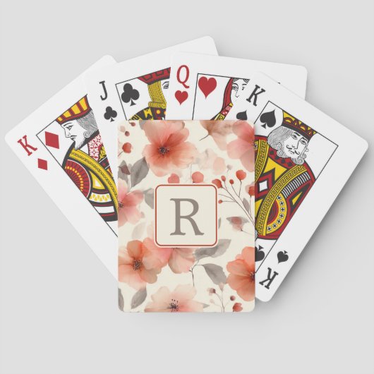 Jeu De Cartes Pretty Flower Monogram Template Personalized (dos)