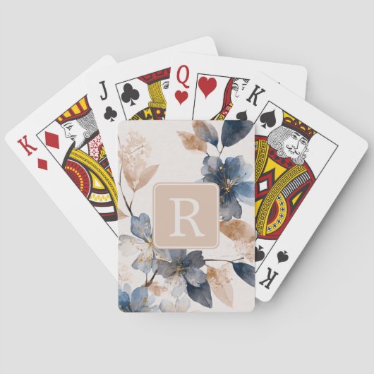 Jeu De Cartes Pretty Flower Monogram Template Personalized (dos)