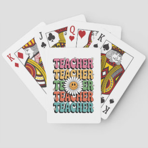 Jeu De Cartes Prof chic mignonne fleur de marguerite rétro rentr