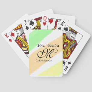 Jeu De Cartes Professeur d'art jaune vert aquarelle nom rayures