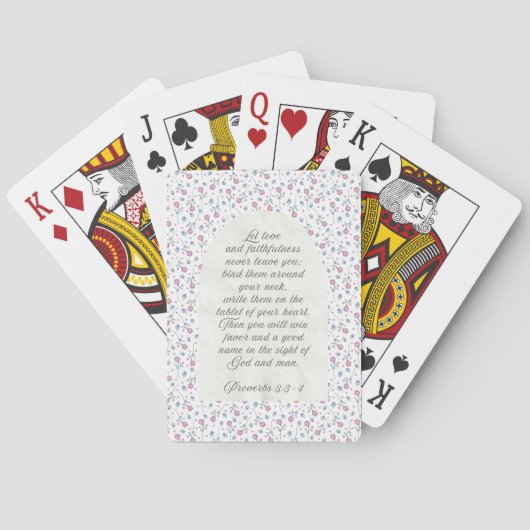 Jeu De Cartes Proverbes 3:3–4 Écriture florale  (dos)