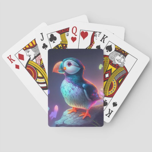 Jeu De Cartes Puffin Oiseau Animal Portrait Peinture Faune Gratu (dos)