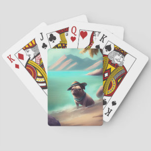 Jeu De Cartes Pug profitant de la peinture artistique sur la pla